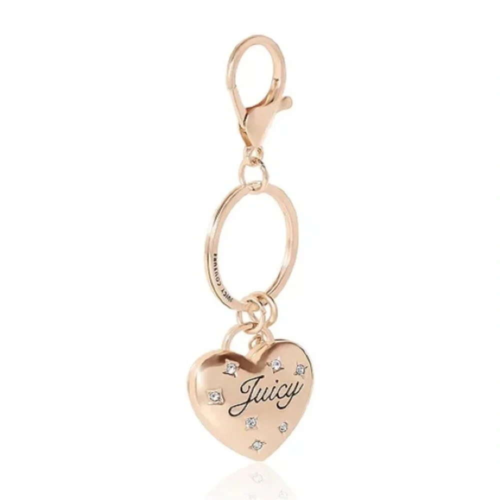 Juicy Couture Gold Heart Purse Keychain with Pearl Charms New